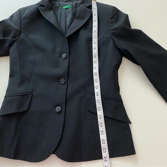 Women's UNITED COLORS of BENETTON Black Wool Blazer Jacket Size 40 Italy (US 4) - Picture 8 of 11